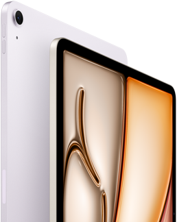 iPad Air, warna Ungu, eksterior depan, eksterior belakang, kamera belakang Wide 12 MP di sudut kiri atas