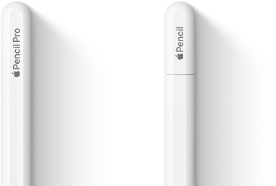 Apple Pencil Pro dan Apple Pencil (USB-C) berdampingan