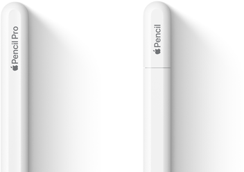 Apple Pencil Pro dan Apple Pencil (USB-C) berdampingan