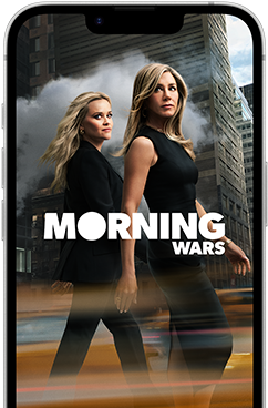 Layar depan iPhone 17e menampilkan serial The Morning Show di Apple TV+
