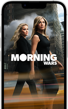 Layar depan iPhone 17e menampilkan serial The Morning Show di Apple TV+