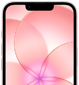 iPhone 17e, eksterior depan sebagian dengan Ceramic Shield 2, warna pink lembut, menampilkan gambar wallpaper bunga pink