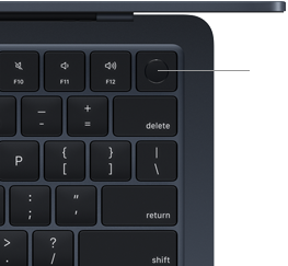Sensor Touch ID yang terletak di sudut kanan atas papan ketik MacBook Air