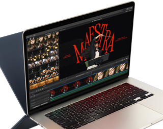 MacBook Air menampilkan pengeditan video untuk menunjukkan kemampuan chip M4