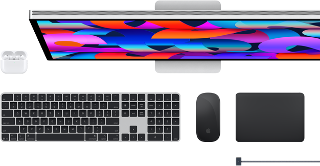 Aksesori Mac: AirPods, Studio Display, Magic Keyboard, Magic Mouse, Magic Trackpad, kabel pengisi daya MagSafe