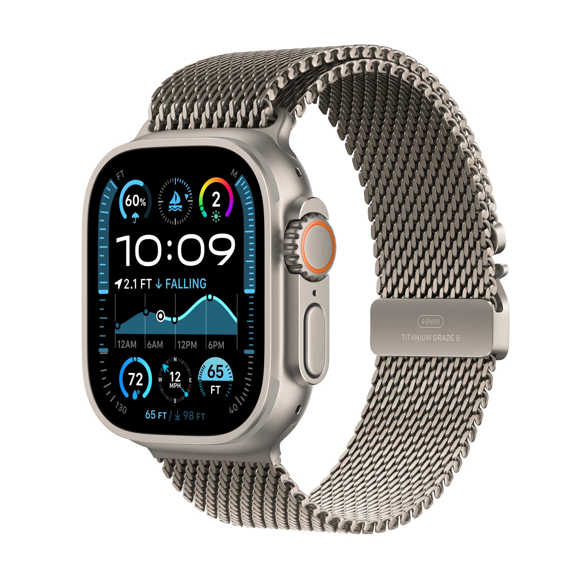 2024 Apple Watch Ultra 49 mm Natural Titanium Case Milanese Loop