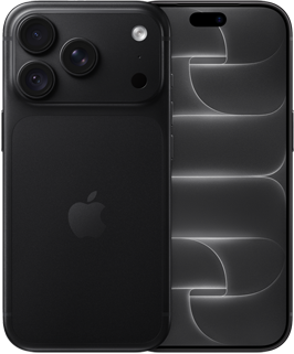 iPhone 18 Pro, eksterior belakang, warna hitam, sistem kamera Pro Fusion di bagian atas, logo Apple di tengah, eksterior depan, desain layar menyeluruh