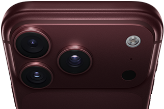 iPhone 18 Pro Max, warna burgundi (merah tua), eksterior belakang, sistem kamera Pro Fusion di bagian atas, 3 lensa, bilah aperture variabel tertutup sebagian, lampu kilat, mikrofon, dan LiDAR Scanner, eksterior atas, antena seluler, sisi datar, tepian melengkung
