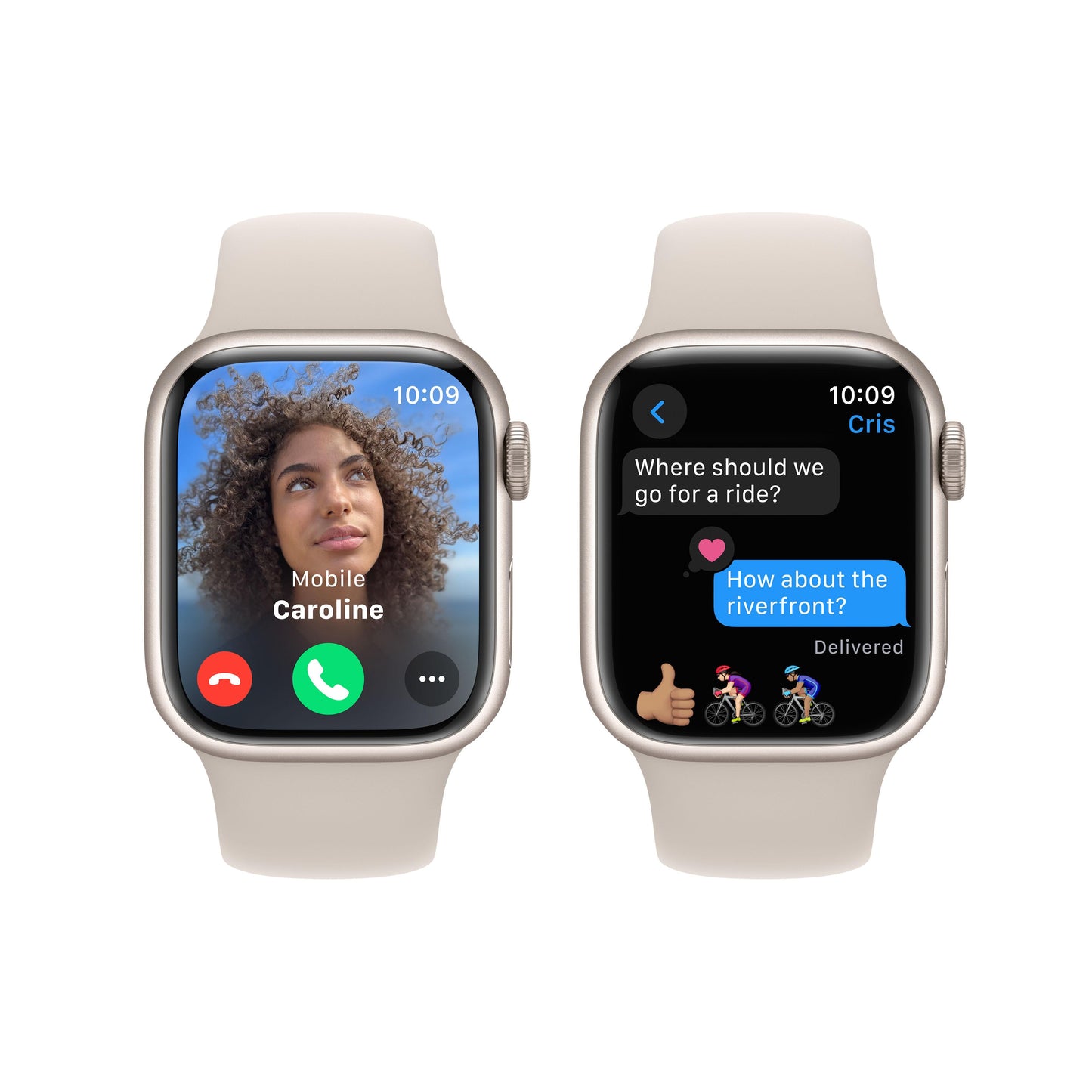 Apple Watch Series 9 GPS 41mm Starlight Aluminium Case with Starlight Sport Band - M/L