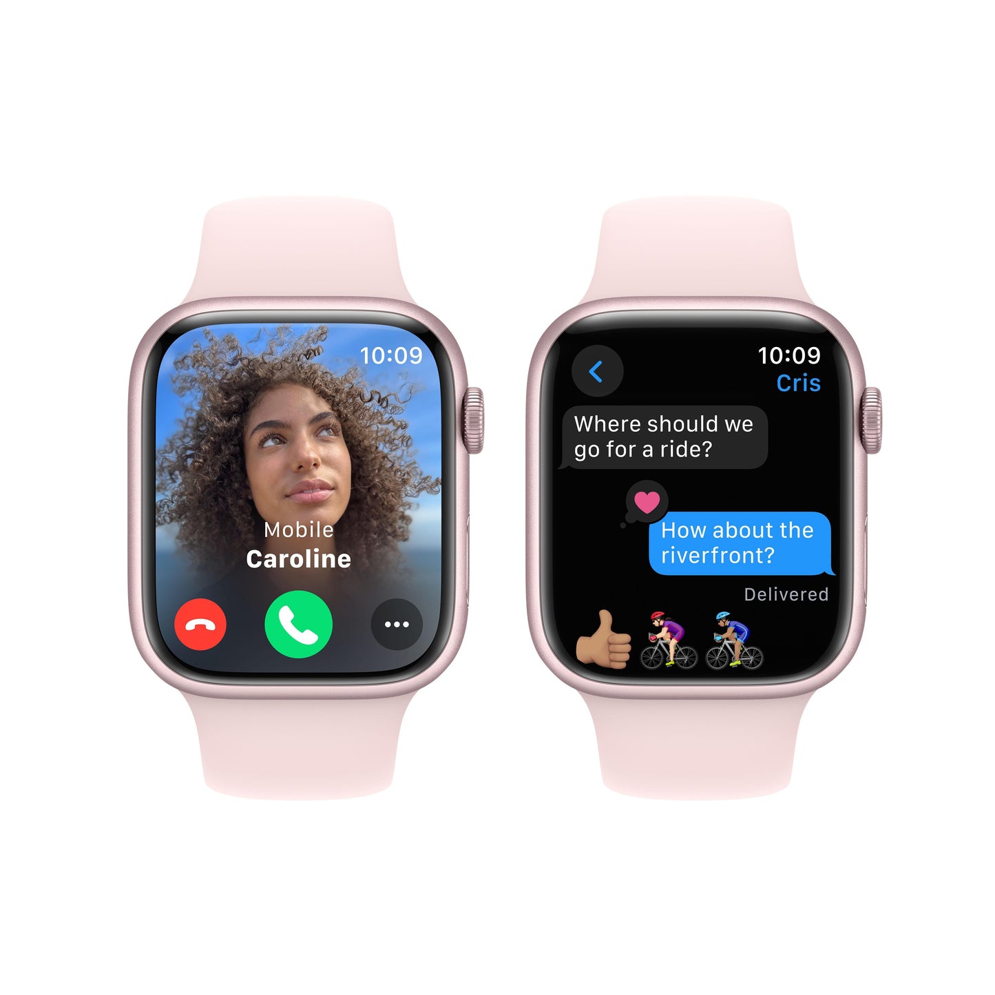 Apple Watch Series 9 GPS 45mm Pink Aluminium Case with Light Pink Sport Band - S/M