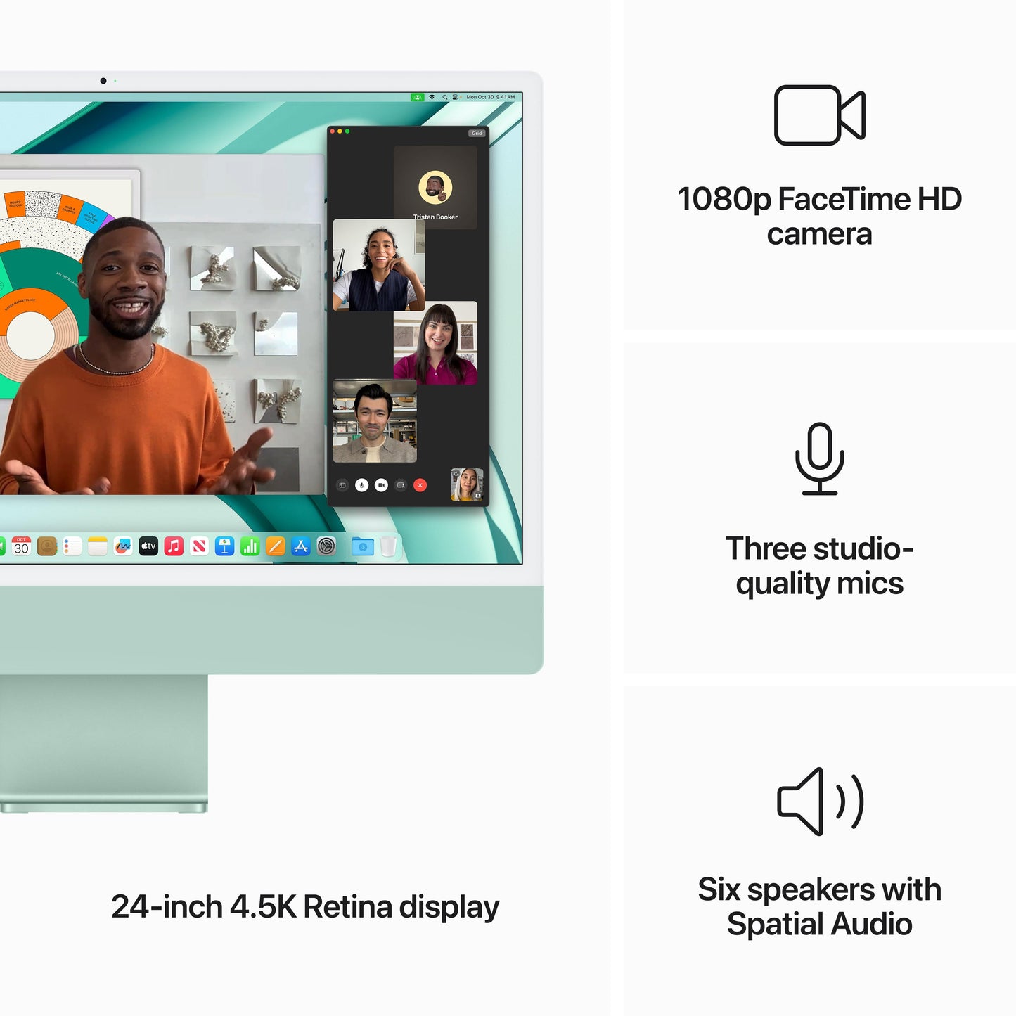 24-inch iMac with Retina 4.5K display: Apple M3 chip with 8‑core CPU and 10‑core GPU, 512GB SSD - Green