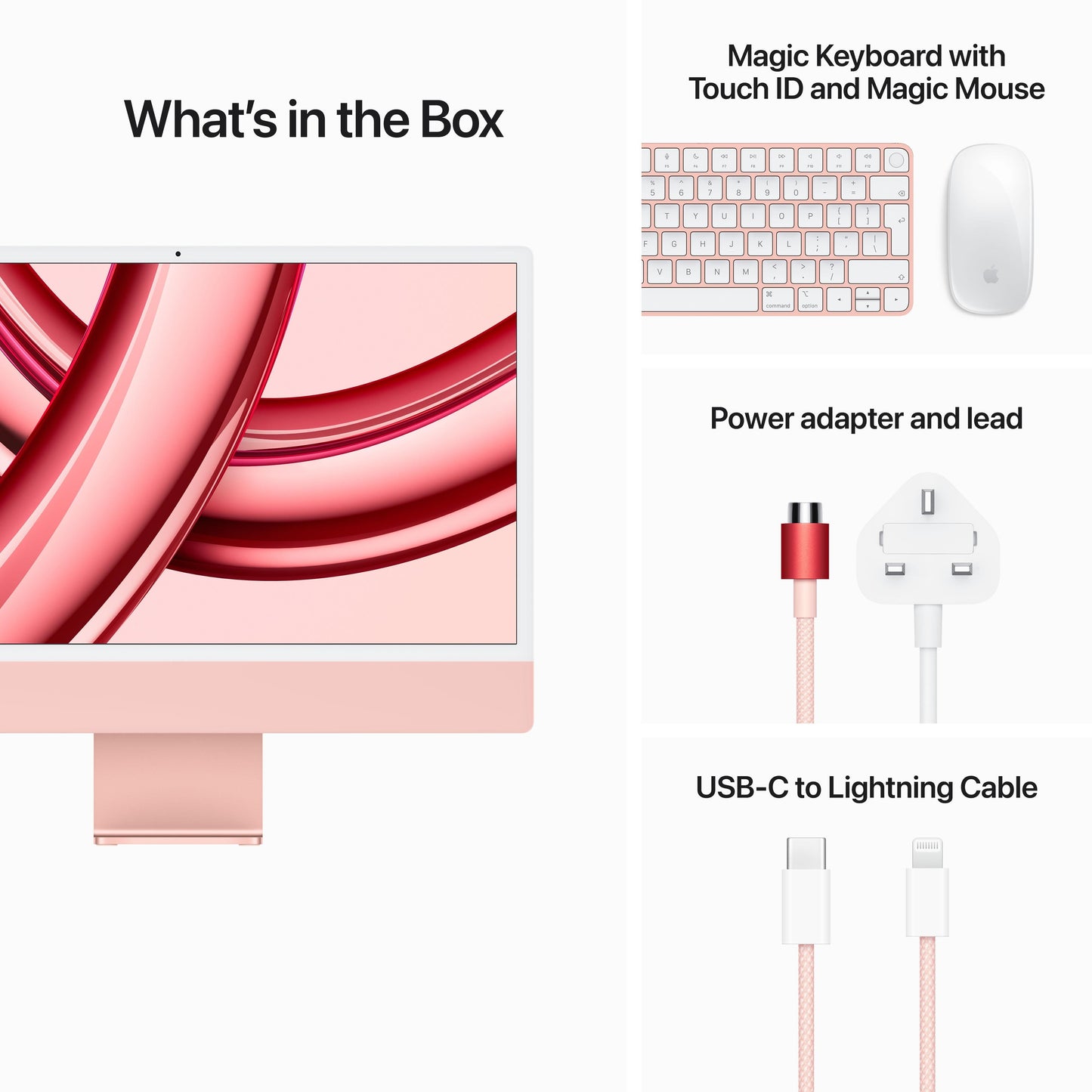 24-inch iMac with Retina 4.5K display: Apple M3 chip with 8‑core CPU and 10‑core GPU, 512GB SSD - Pink