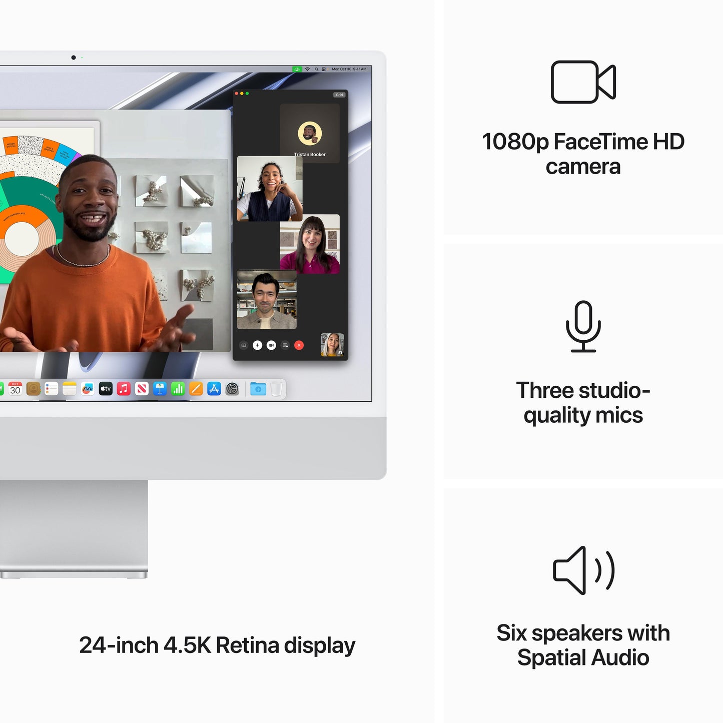 24-inch iMac with Retina 4.5K display: Apple M3 chip with 8‑core CPU and 10‑core GPU, 512GB SSD - Silver