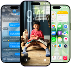 iPhone 17, eksterior depan, Dynamic Island di tengah atas, tiga warna: Biru Kabut, Lavender, Hijau Sage