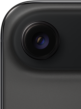 iPhone Air, eksterior belakang, warna Hitam Angkasa, sudut atas melengkung, sistem kamera Fusion berlensa tunggal