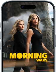 Layar depan iPhone Air menunjukkan serial Apple TV+ The Morning Show