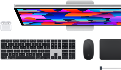 Aksesori Mac: AirPods, Studio Display, Magic Keyboard, Magic Mouse, Magic Trackpad, kabel pengisi daya MagSafe