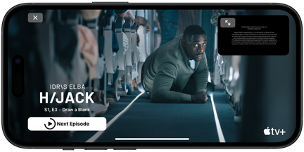 iPhone 15 yang menampilkan serial Apple TV+ Hijack 